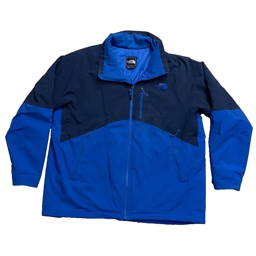 The North Face Lined Blue Black Colorblock Jacket Coat 2XL No Hood